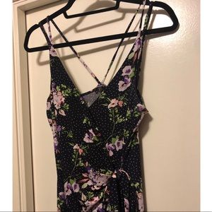 Deep purple floral wrap maxi dress
